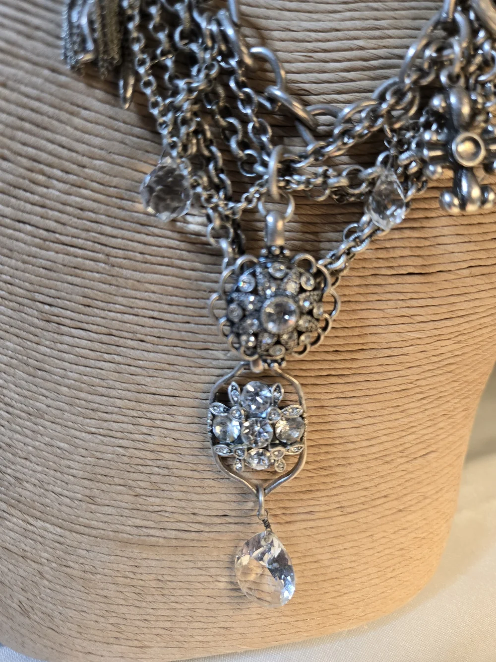 Lucky Brand Silver-Tone Multi-Strand Pendant Necklace with Amber Tag - Picture 2 of 5